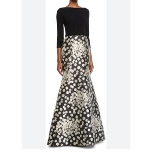 Womens Theia Ball 3/4 Sleeve Mermaid Ball Gown Black and Silver Size 10 EUC!
